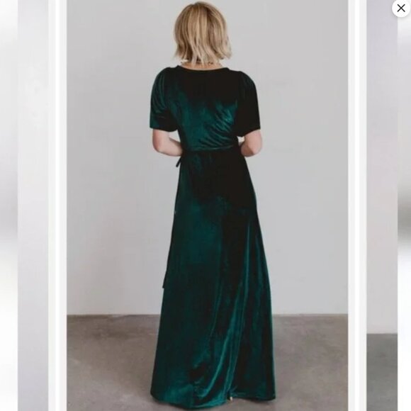 Baltic Born Meghan Green Emerald Velvet Wrap Maxi Dress Women's XS - Picture 3 of 16